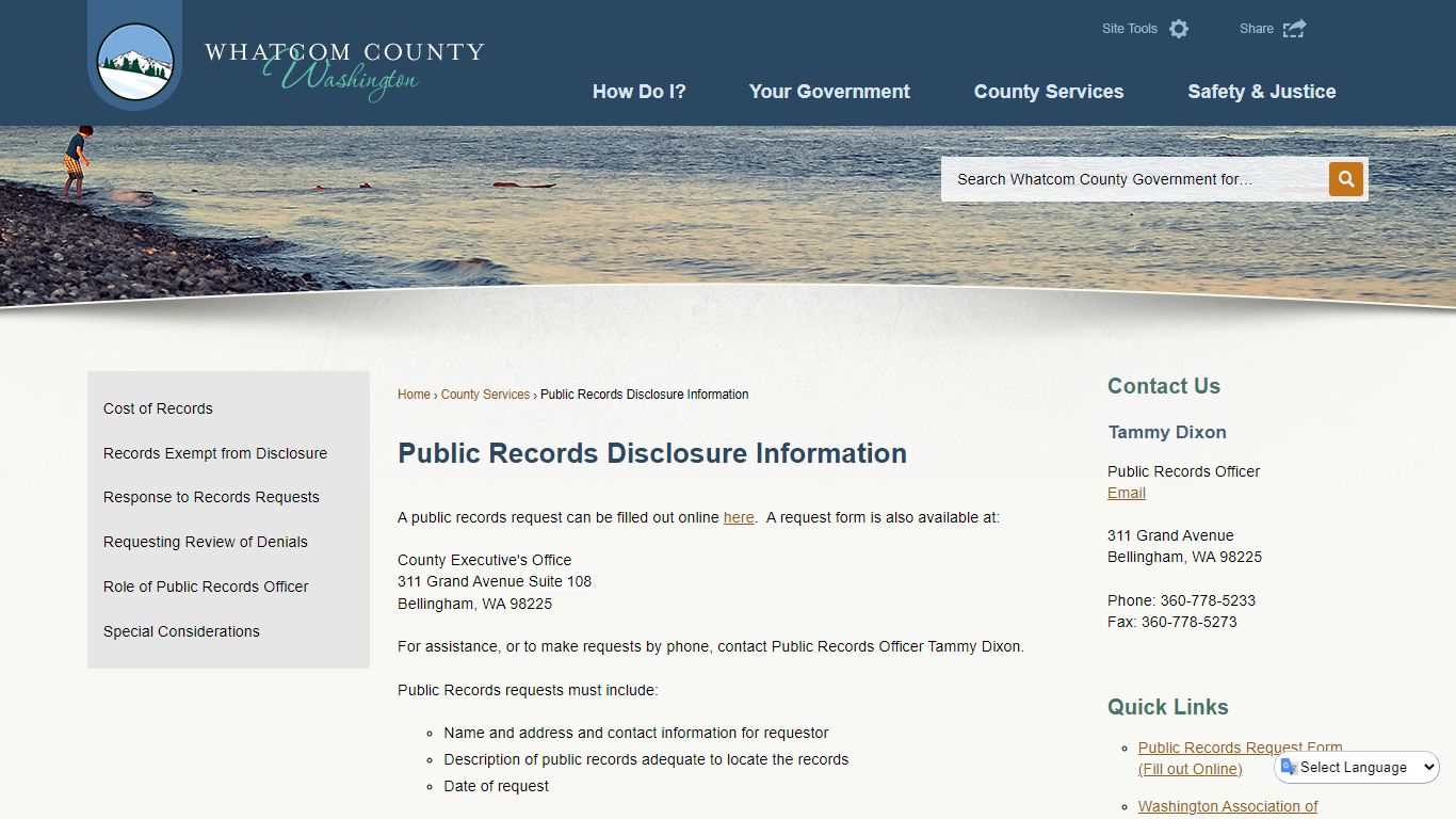 Public Records Disclosure Information - Whatcom County